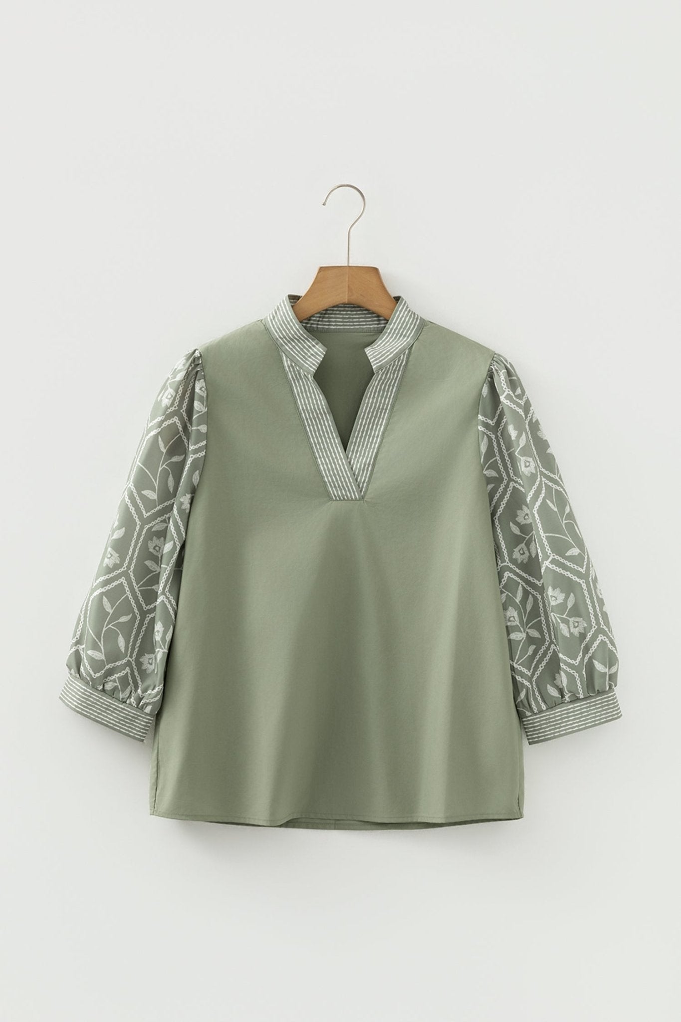 Kaiya Sleeve Contrast Patchwork Blouse - Hello Beautiful BoutiqueBlouses & ShirtsThreaded Pear