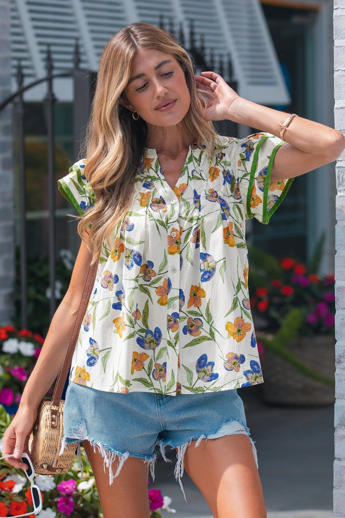 Kaliyah Binding Tape Cotton Blouse - Hello Beautiful BoutiqueBlouses & ShirtsThreaded Pear