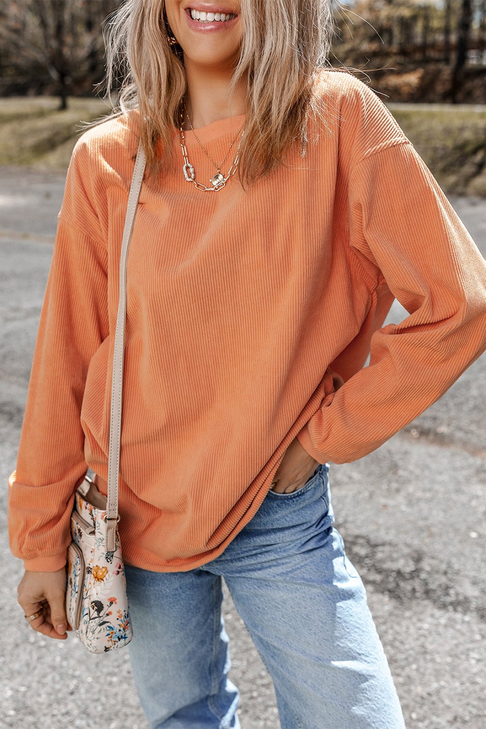 Kamryn Ribbed Corduroy Oversized Sweatshirt - Hello Beautiful BoutiqueSweatshirts & HoodiesThreaded Pear