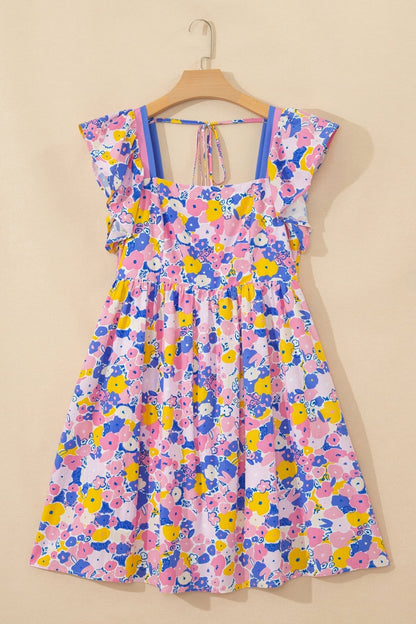 Kara Square Loose Mini Dress - Hello Beautiful BoutiqueFloral DressesThreaded Pear