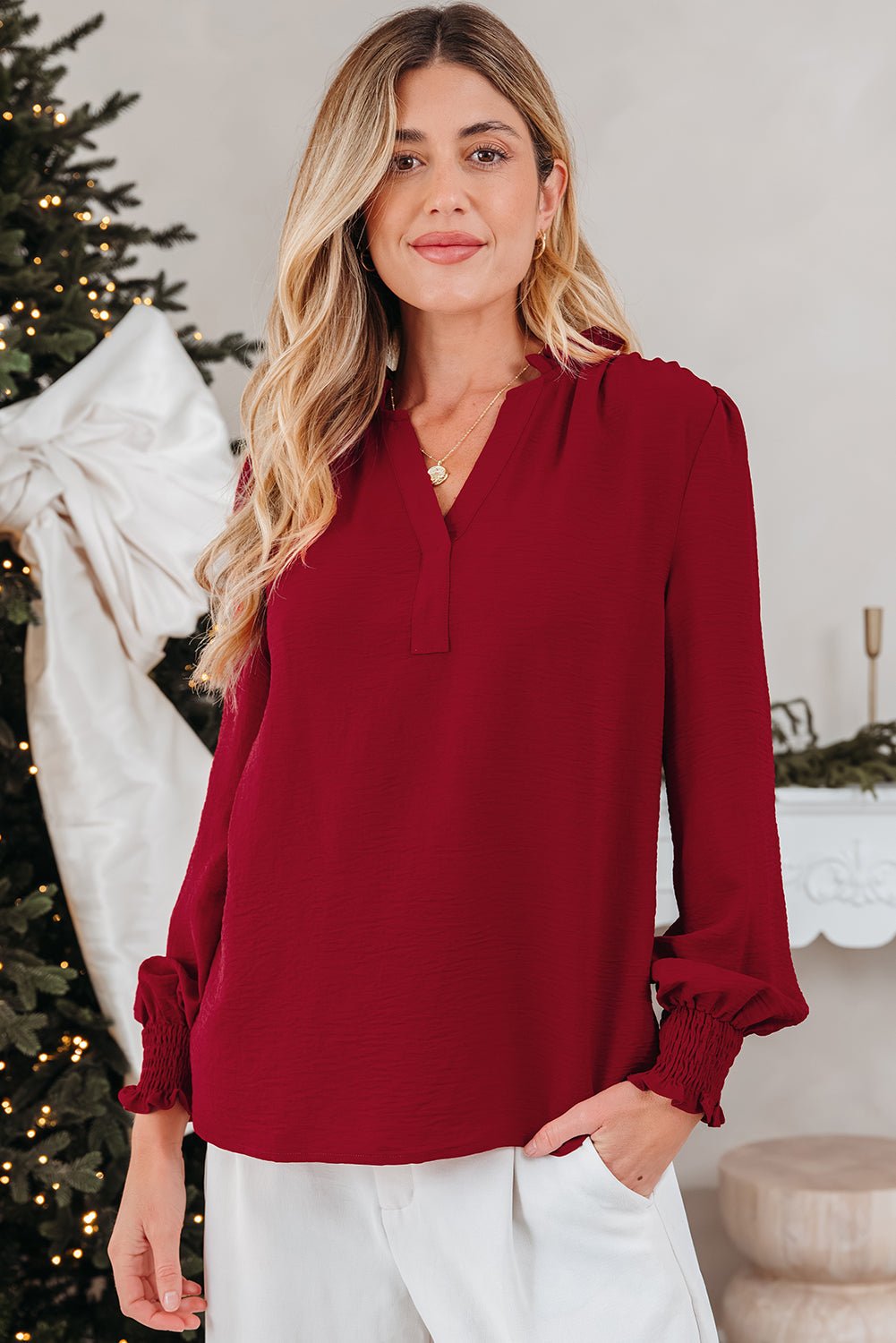 Karimya Long Sleeve Blouse Long Sleeve Top - Hello Beautiful BoutiqueBlouses & ShirtsThreaded Pear