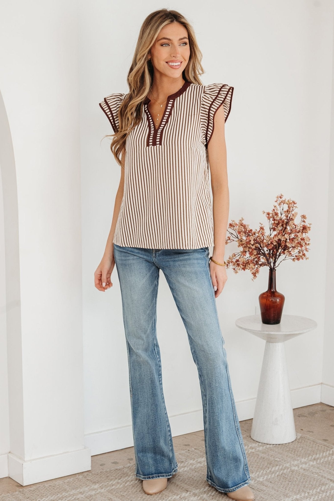 Karter Ruffled Short Sleeve Blouse - Hello Beautiful BoutiqueBlouses & ShirtsThreaded Pear
