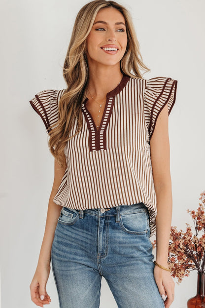 Karter Ruffled Short Sleeve Blouse - Hello Beautiful BoutiqueBlouses & ShirtsThreaded Pear