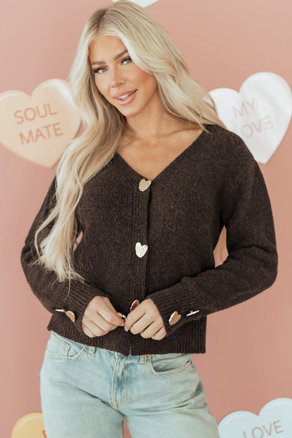 Kassidy Heart Metal Cardigan Sweater - Hello Beautiful BoutiqueCardigansThreaded Pear