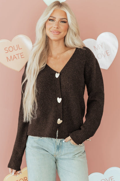 Kassidy Heart Metal Cardigan Sweater - Hello Beautiful BoutiqueCardigansThreaded Pear