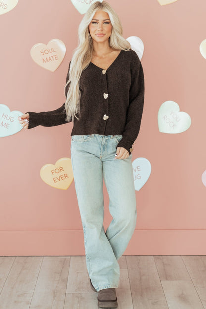 Kassidy Heart Metal Cardigan Sweater - Hello Beautiful BoutiqueCardigansThreaded Pear