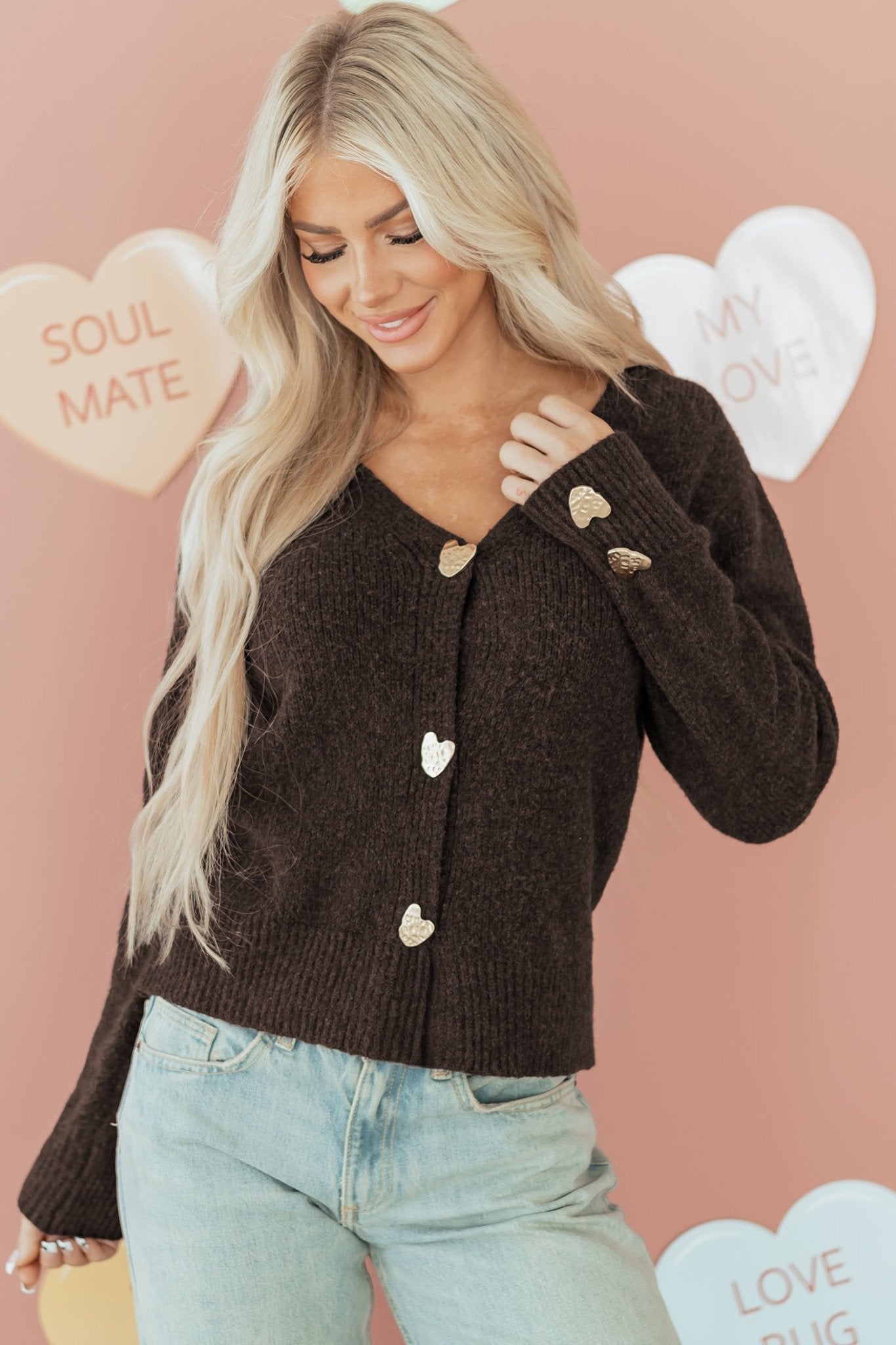 Kassidy Heart Metal Cardigan Sweater - Hello Beautiful BoutiqueCardigansThreaded Pear