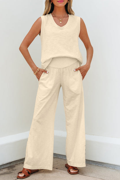 Kassidy Solid Color Tank Top Set - Hello Beautiful BoutiquePant SetsThreaded Pear