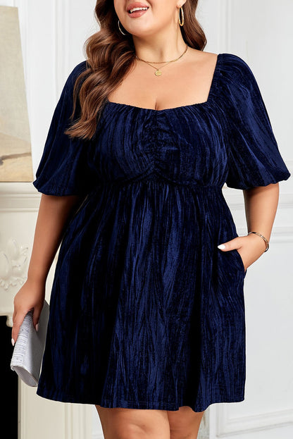 Kataleya Short Puff Sleeve PLUS Dress - Hello Beautiful BoutiquePlus Size Midi DressesThreaded Pear