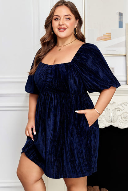 Kataleya Short Puff Sleeve PLUS Dress - Hello Beautiful BoutiquePlus Size Midi DressesThreaded Pear