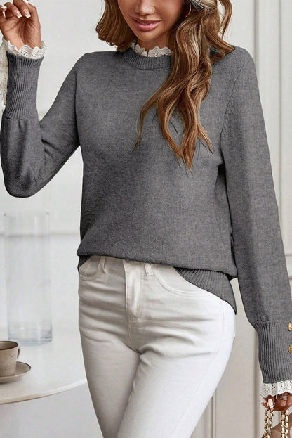 Katelyn Patchwork Cuffs Loose Sweater - Hello Beautiful BoutiqueSweatersThreaded Pear