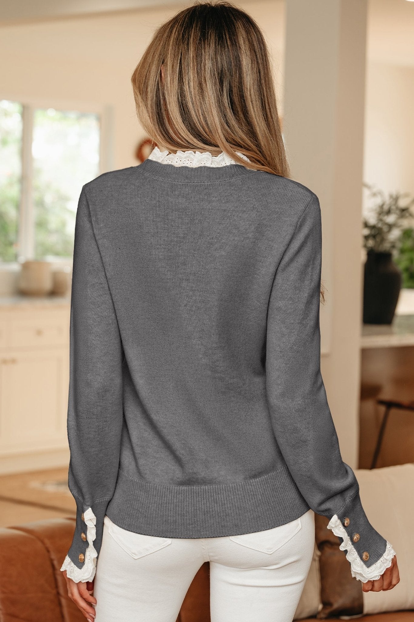 Katelyn Patchwork Cuffs Loose Sweater - Hello Beautiful BoutiqueSweatersThreaded Pear