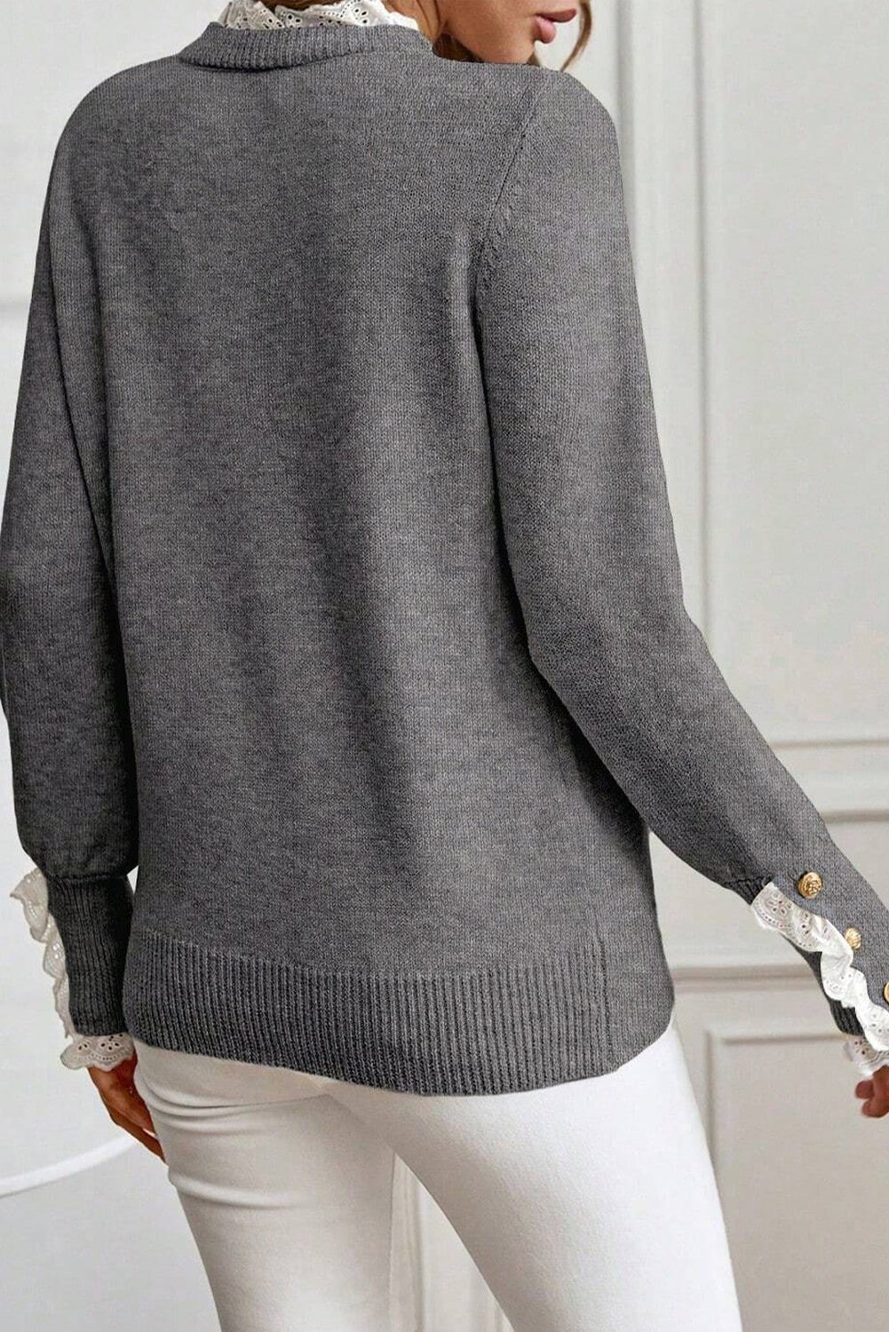 Katelyn Patchwork Cuffs Loose Sweater - Hello Beautiful BoutiqueSweatersThreaded Pear