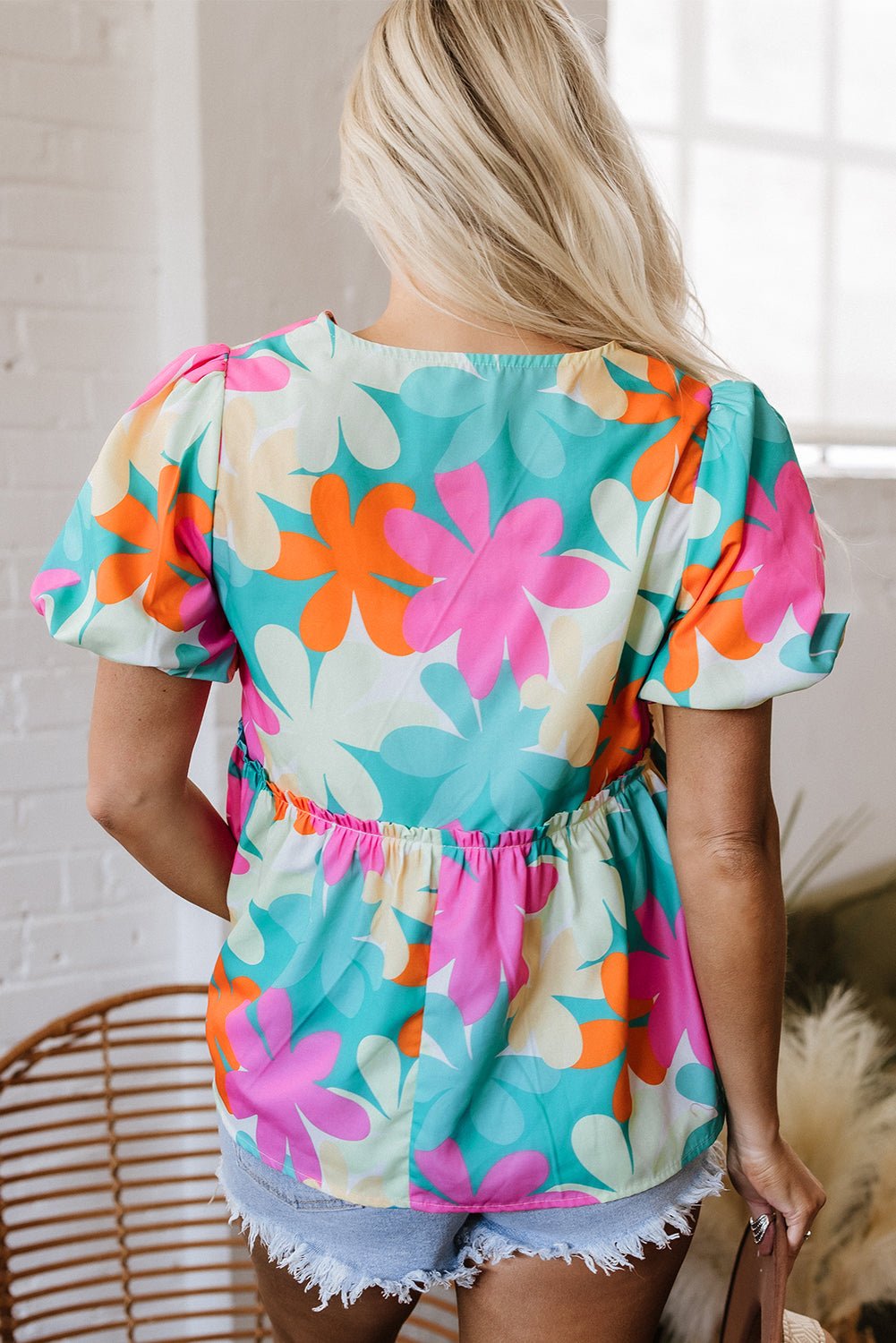 Kathryn Bubble Sleeve Peplum Blouse - Hello Beautiful BoutiqueBlouses & ShirtsThreaded Pear