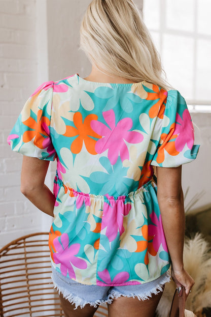 Kathryn Bubble Sleeve Peplum Blouse - Hello Beautiful BoutiqueBlouses & ShirtsThreaded Pear