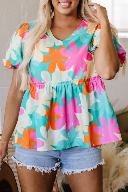 Kathryn Bubble Sleeve Peplum Blouse - Hello Beautiful BoutiqueBlouses & ShirtsThreaded Pear