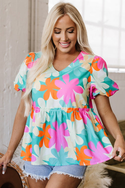 Kathryn Bubble Sleeve Peplum Blouse - Hello Beautiful BoutiqueBlouses & ShirtsThreaded Pear