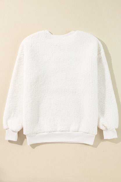 Katie Chenille Graphic Sherpa Sweatshirt - Hello Beautiful BoutiqueSweatshirts & HoodiesThreaded Pear