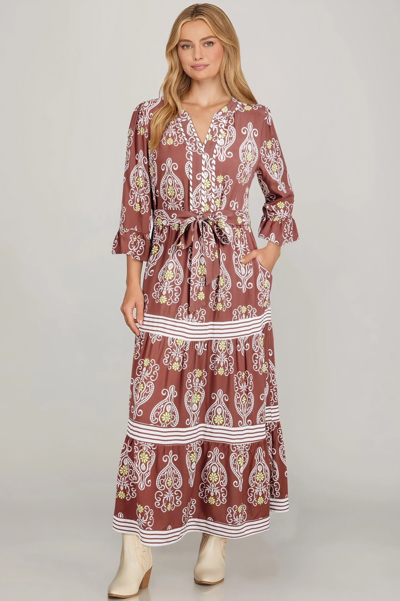 Katie Trim Tiered Maxi Dress - Hello Beautiful BoutiqueMaxi DressesThreaded Pear