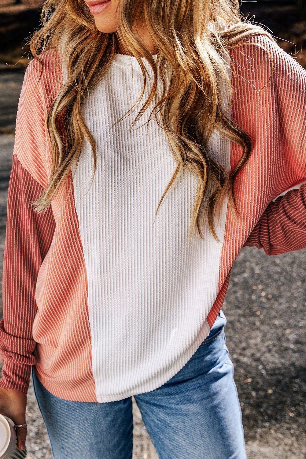 Kayla Color Block Corded Long Sleeve Top - Hello Beautiful BoutiqueLong Sleeve TopsThreaded Pear