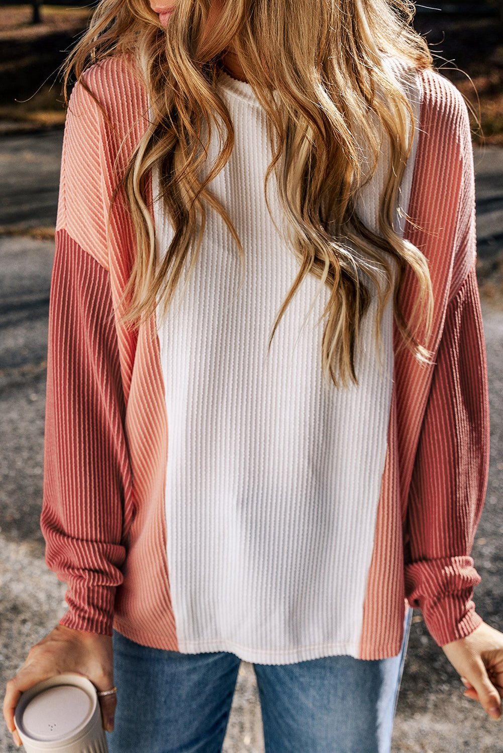 Kayla Color Block Corded Long Sleeve Top - Hello Beautiful BoutiqueLong Sleeve TopsThreaded Pear