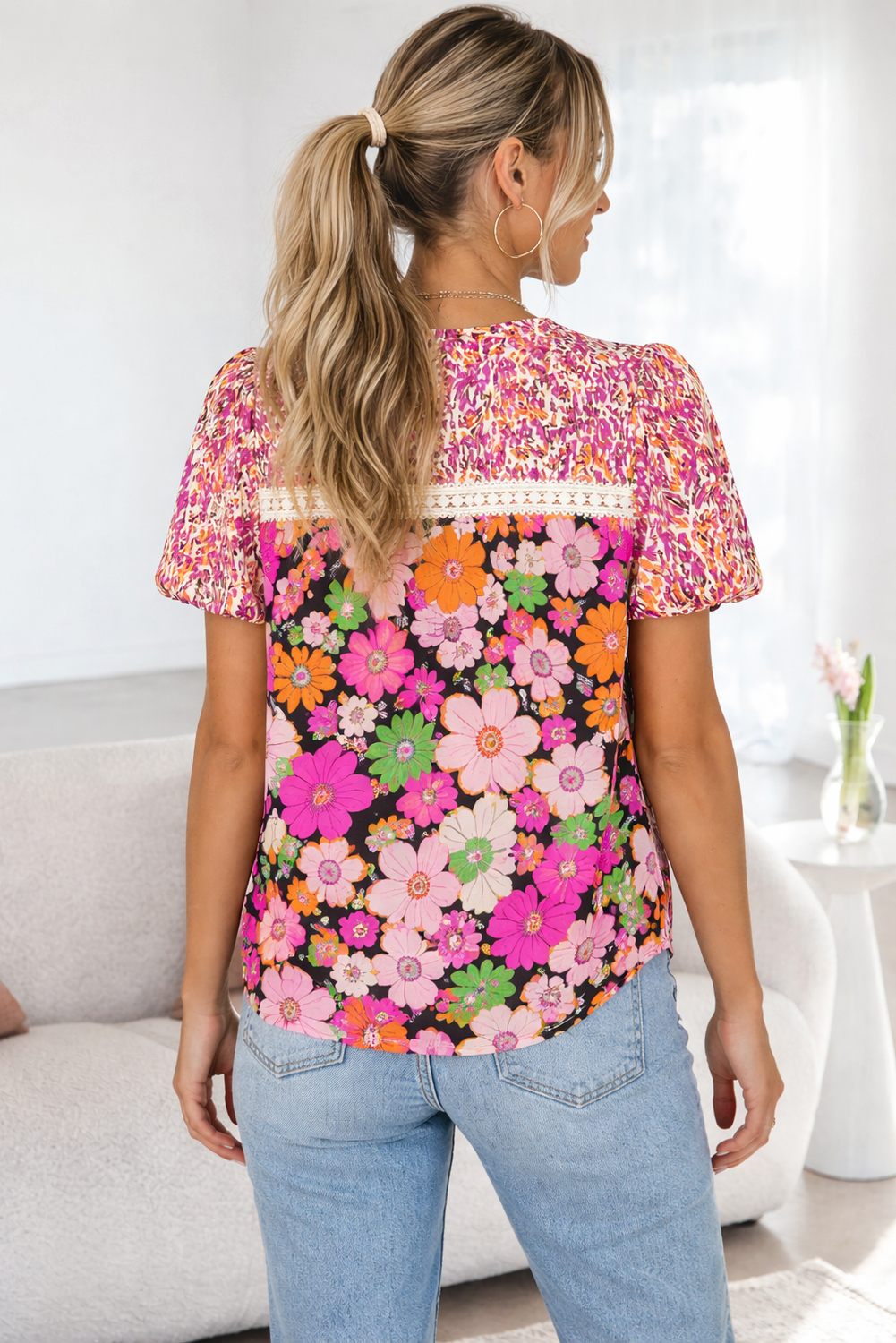 Kayla Floral Mixed Print Blouse - Hello Beautiful BoutiqueBlouses & ShirtsThreaded Pear