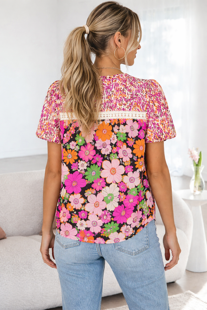 Kayla Floral Mixed Print Blouse - Hello Beautiful BoutiqueBlouses & ShirtsThreaded Pear