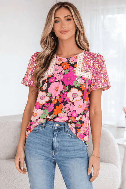 Kayla Floral Mixed Print Blouse - Hello Beautiful BoutiqueBlouses & ShirtsThreaded Pear