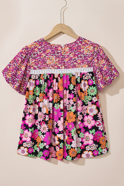 Kayla Floral Mixed Print Blouse - Hello Beautiful BoutiqueBlouses & ShirtsThreaded Pear