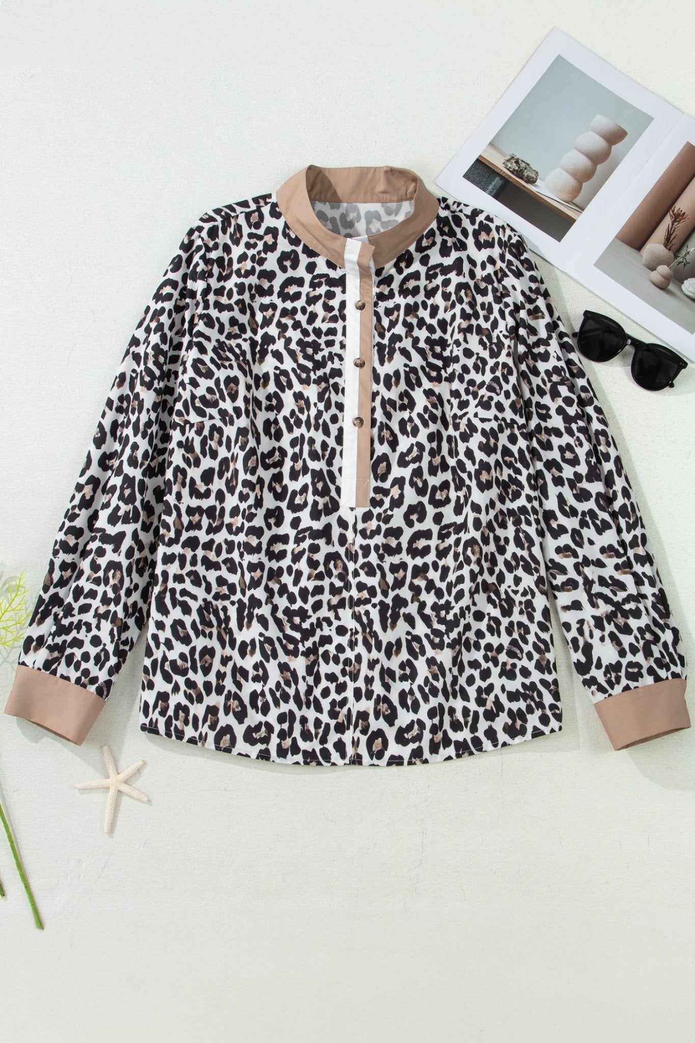 Kayleigh Print Contrast Trim Long Sleeve PLUS Top - Hello Beautiful BoutiquePlus Size Long Sleeve TopsThreaded Pear