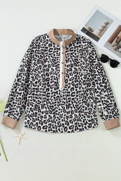 Kayleigh Print Contrast Trim Long Sleeve PLUS Top - Hello Beautiful BoutiquePlus Size Long Sleeve TopsThreaded Pear