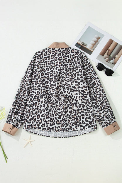 Kayleigh Print Contrast Trim Long Sleeve PLUS Top - Hello Beautiful BoutiquePlus Size Long Sleeve TopsThreaded Pear
