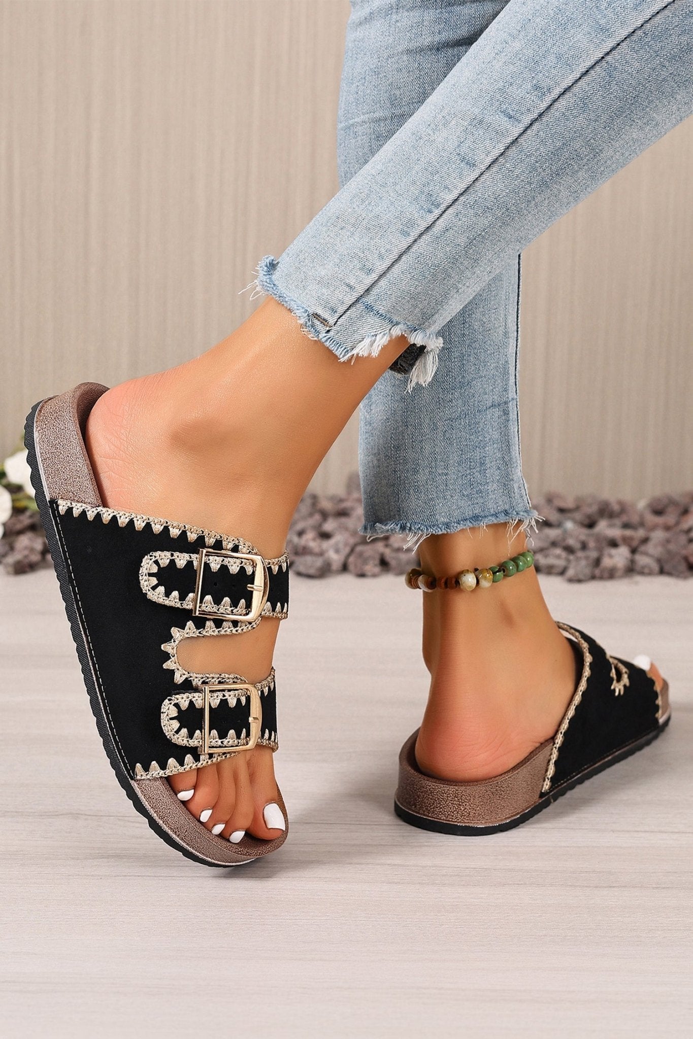 Kehlani Buckle Faux Suede Slippers - Hello Beautiful BoutiqueSlippersThreaded Pear