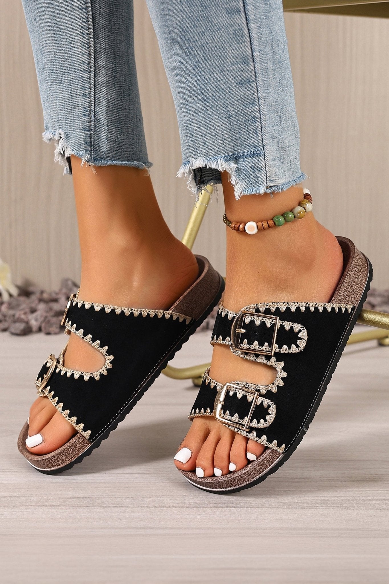 Kehlani Buckle Faux Suede Slippers - Hello Beautiful BoutiqueSlippersThreaded Pear