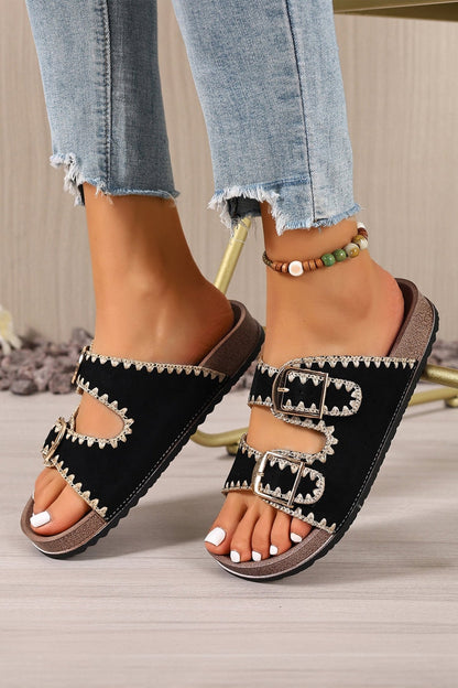 Kehlani Buckle Faux Suede Slippers - Hello Beautiful BoutiqueSlippersThreaded Pear