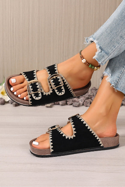Kehlani Buckle Faux Suede Slippers - Hello Beautiful BoutiqueSlippersThreaded Pear