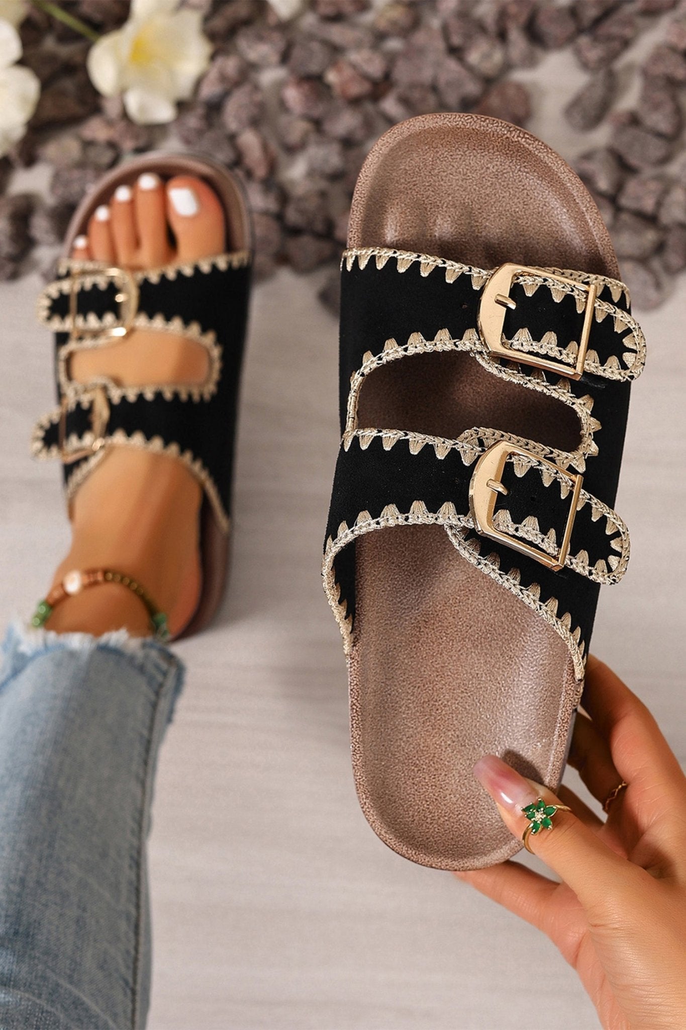 Kehlani Buckle Faux Suede Slippers - Hello Beautiful BoutiqueSlippersThreaded Pear