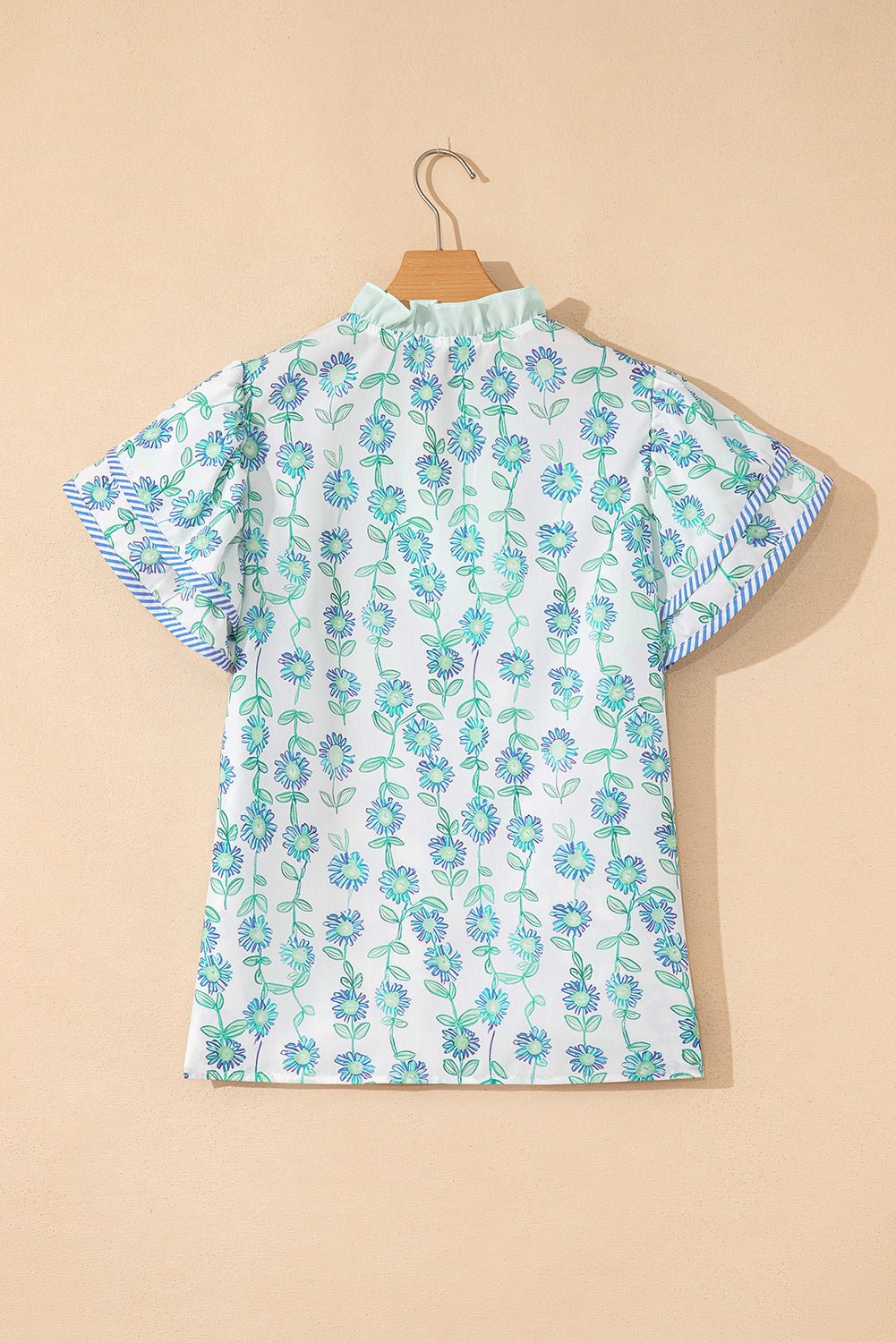 Keilani Patchwork Flutter Sleeve Blouse - Hello Beautiful BoutiqueBlouses & ShirtsThreaded Pear