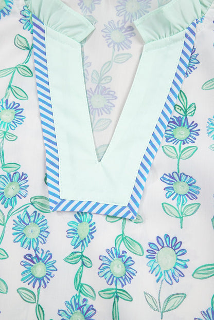 Keilani Patchwork Flutter Sleeve Blouse - Hello Beautiful BoutiqueBlouses & ShirtsThreaded Pear