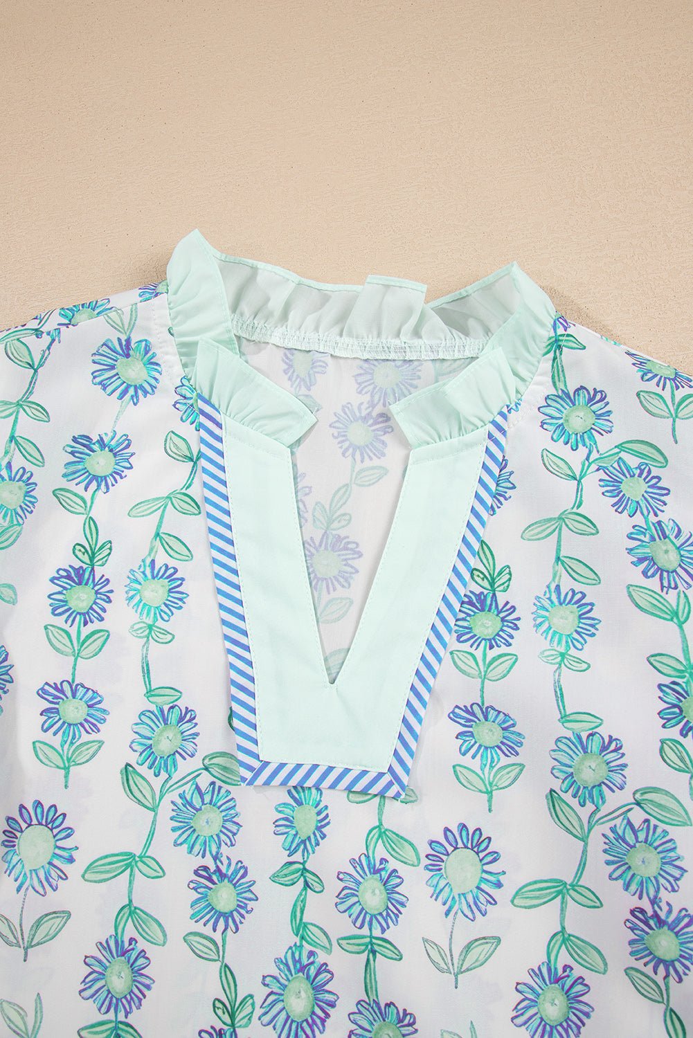 Keilani Patchwork Flutter Sleeve Blouse - Hello Beautiful BoutiqueBlouses & ShirtsThreaded Pear