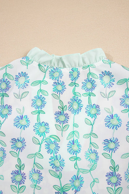 Keilani Patchwork Flutter Sleeve Blouse - Hello Beautiful BoutiqueBlouses & ShirtsThreaded Pear