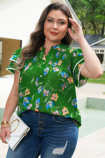 Keilani Short Sleeve Floral PLUS Top - Hello Beautiful BoutiquePlus Size Blouses & ShirtsThreaded Pear