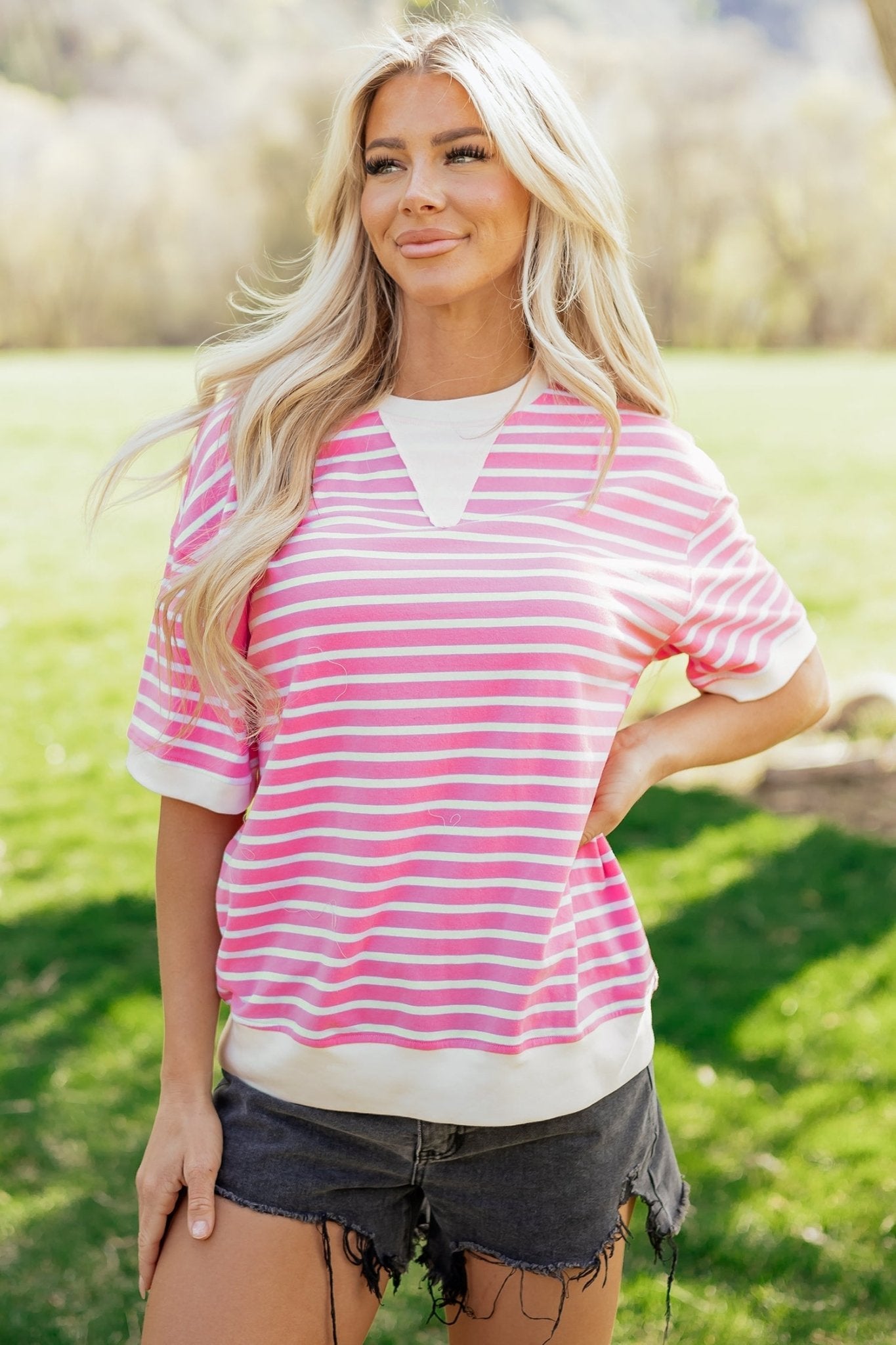 Keira Short Sleeve Loose Top - Hello Beautiful BoutiqueTops & TeesThreaded Pear