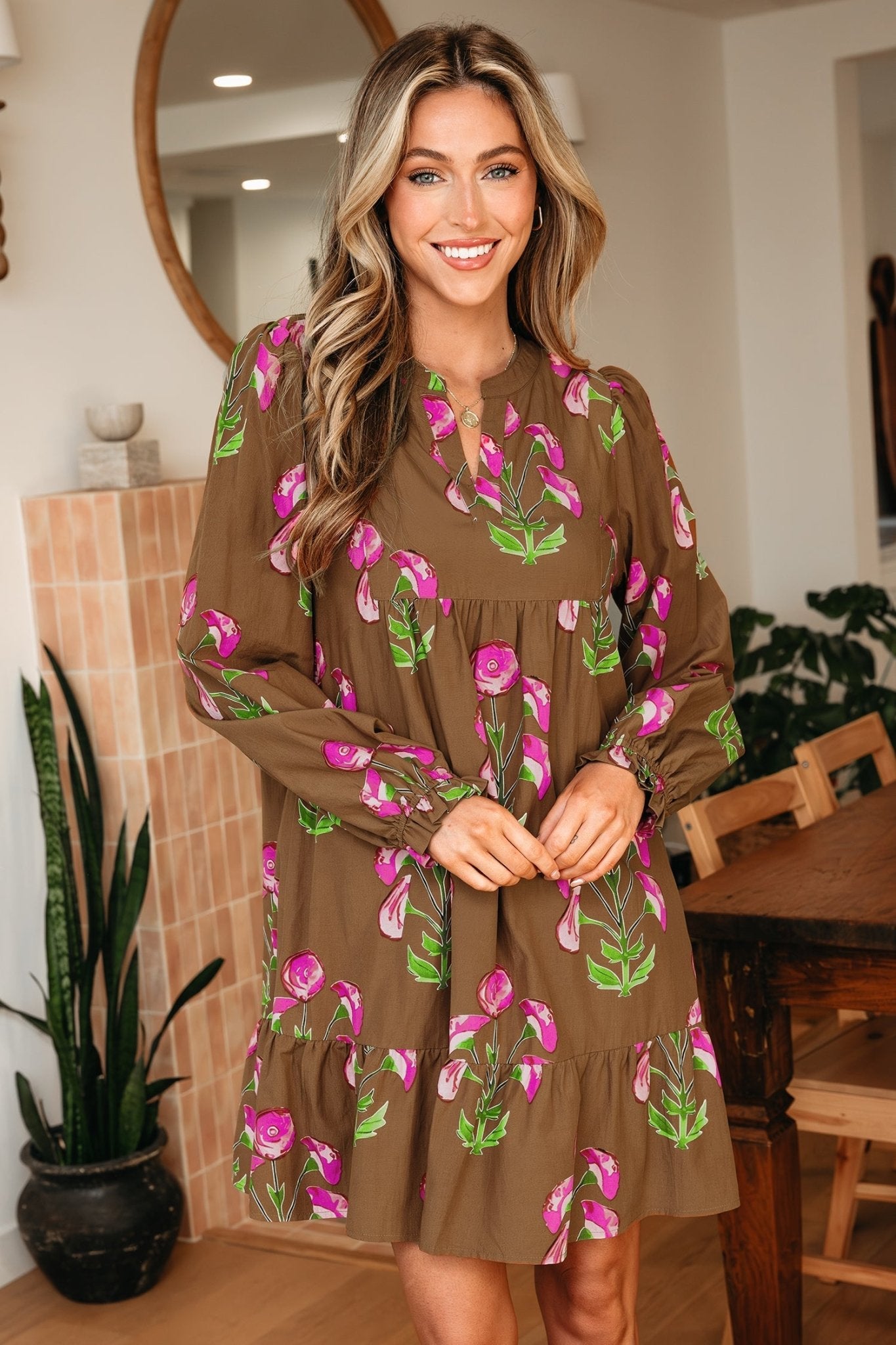 Kelly Hem Puff Sleeve Dress - Hello Beautiful BoutiqueFloral DressesThreaded Pear