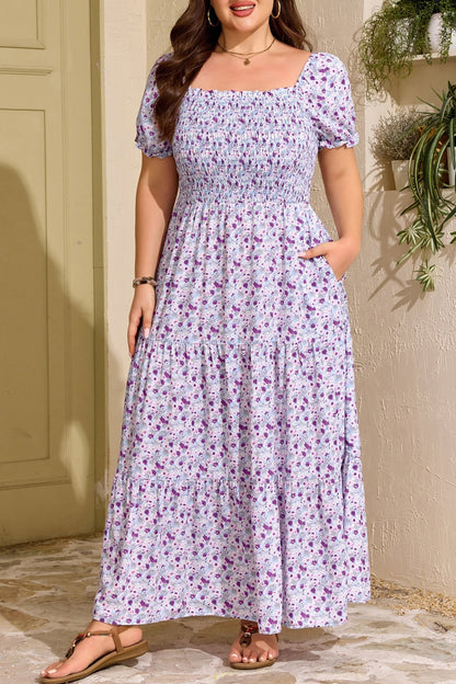 Kelsey Square Smocked Maxi PLUS Dress - Hello Beautiful BoutiquePlus Size Maxi DressesThreaded Pear