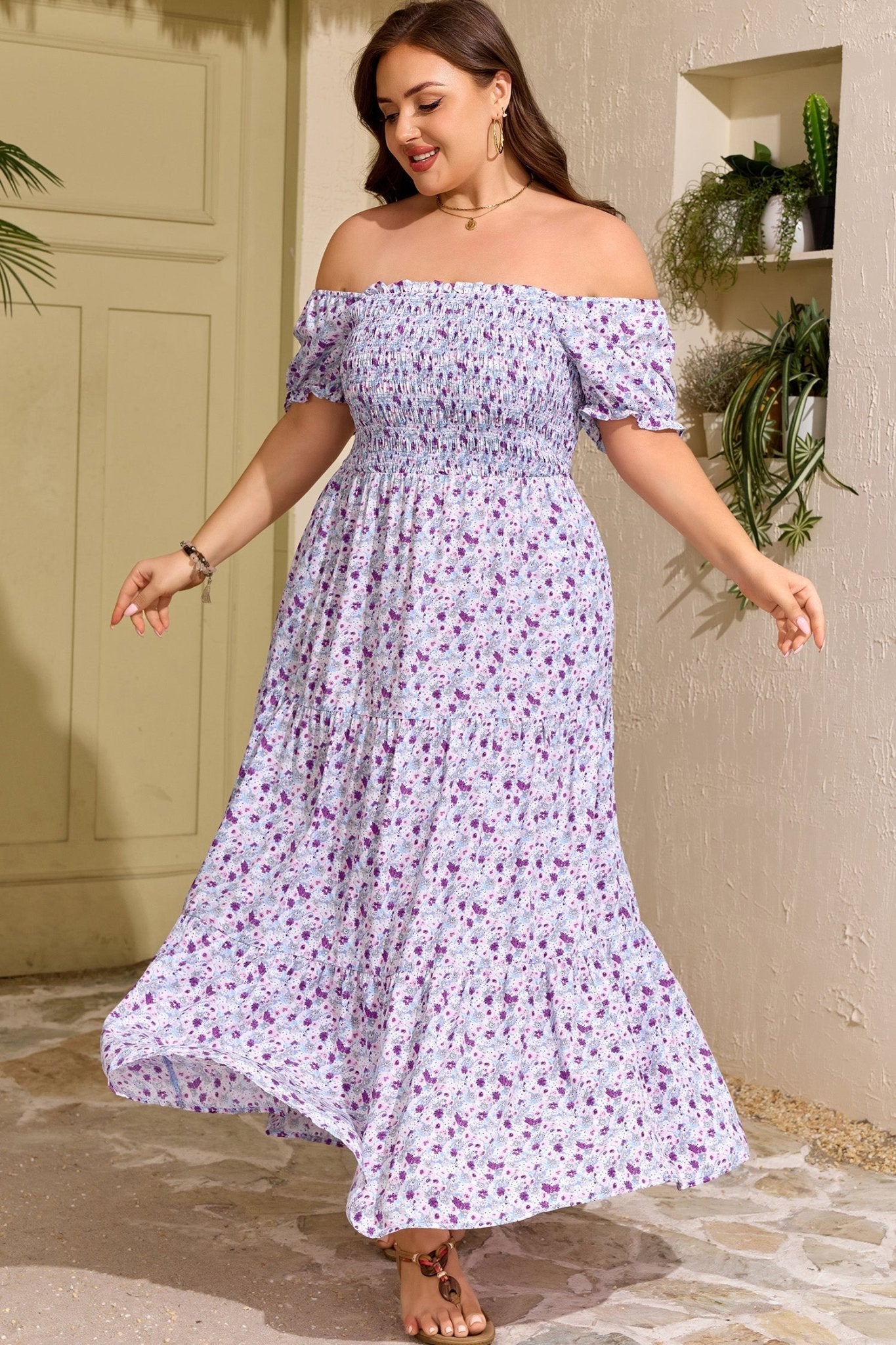 Kelsey Square Smocked Maxi PLUS Dress - Hello Beautiful BoutiquePlus Size Maxi DressesThreaded Pear