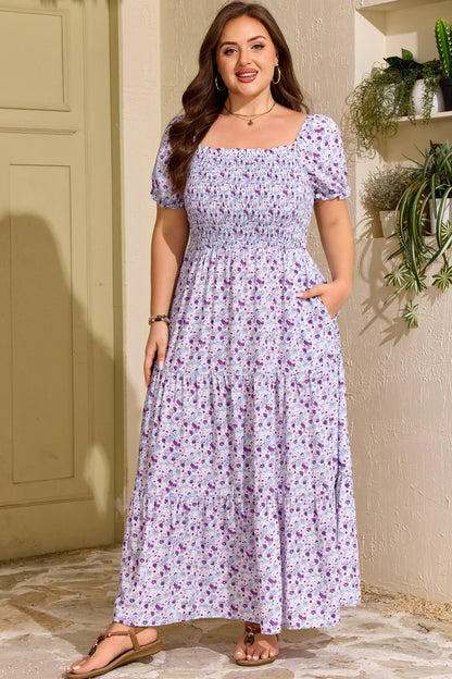 Kelsey Square Smocked Maxi PLUS Dress - Hello Beautiful BoutiquePlus Size Maxi DressesThreaded Pear