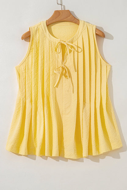 Kenzie Notched Pleated Tank Top - Hello Beautiful BoutiqueTank TopsThreaded Pear