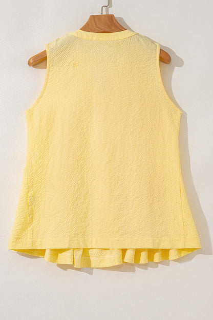 Kenzie Notched Pleated Tank Top - Hello Beautiful BoutiqueTank TopsThreaded Pear