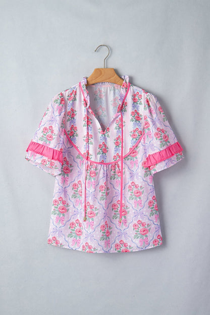 Keyla Ruffled Short Sleeve Blouse - Hello Beautiful BoutiqueBlouses & ShirtsThreaded Pear